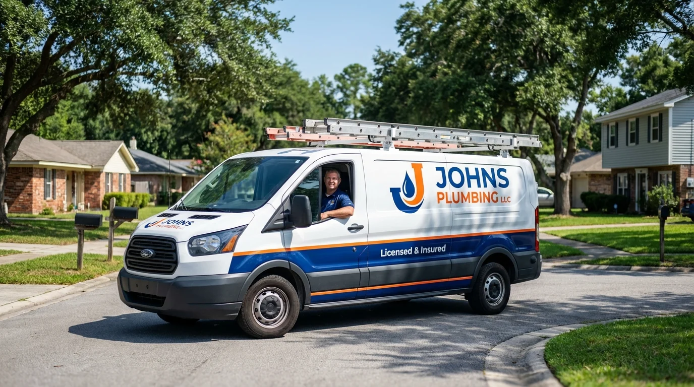 Johns Plumbing LLC service van in Strathmore, CA