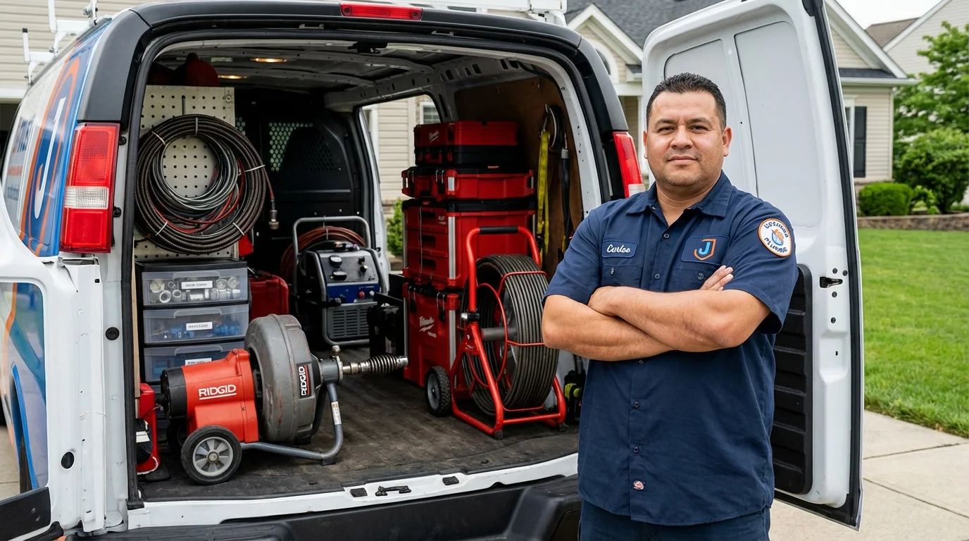 Professional drain cleaning equipment and Johns Plumbing LLC plumber in Strathmore