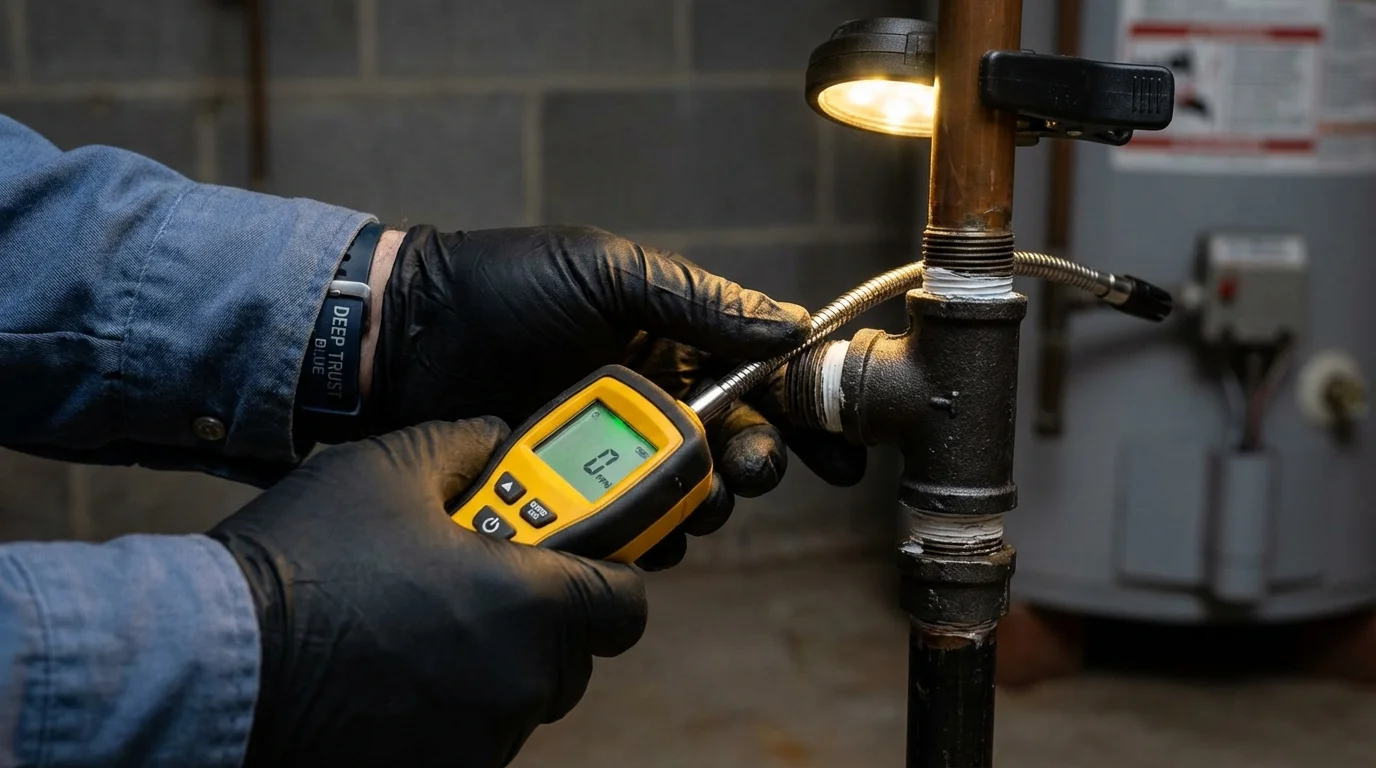 Gas leak detection with electronic sniffer by Johns Plumbing LLC in Strathmore