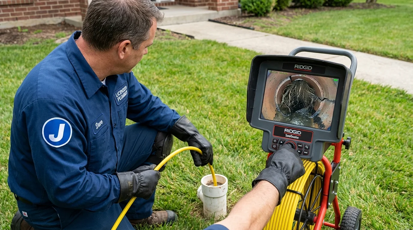 Sewer camera inspection being performed by Johns Plumbing LLC in Strathmore